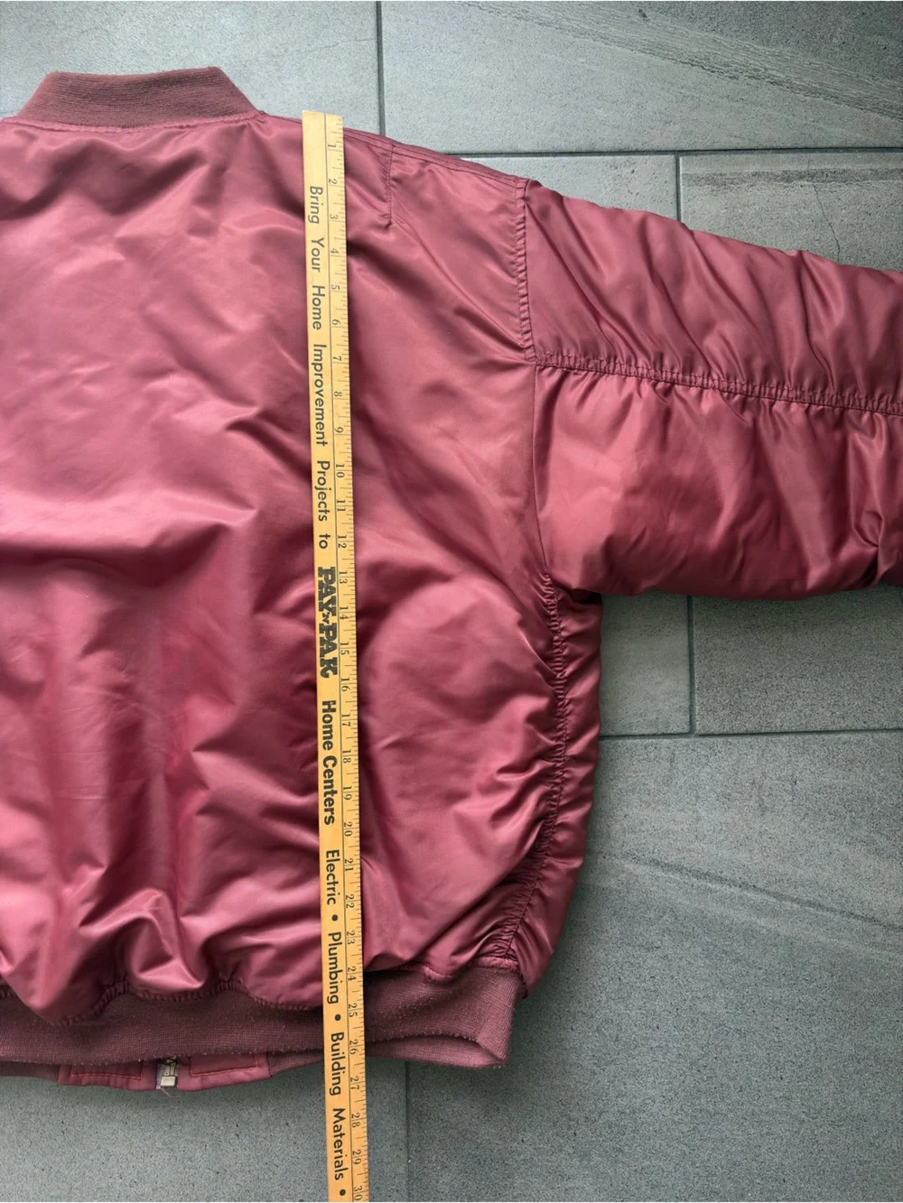 MA-1 Style Flight Bomber Jacket Maroon Reversible Orange Lining Size L